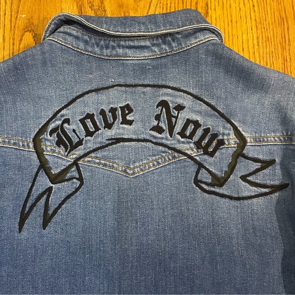 Thelma Deluxe Embroidered Love Now Denim Shirt - Picture 11 of 16